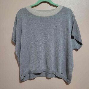 NUMPH Anthropologie Amilia Metallic Weave Slouchy Dolman Top Gray Short Sleeve S
